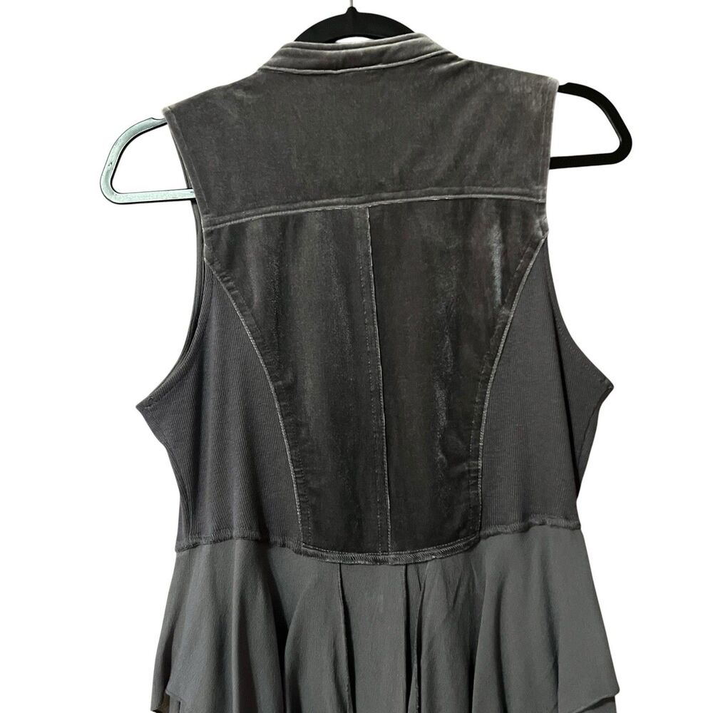 Gimmicks Womens Size M Gray Mixed Fabric Velour Asymetric Long Vest - Picture 4 of 5